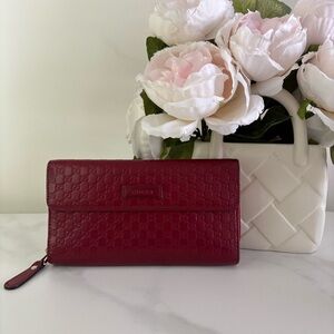Gucci Red Microguccissima Leather Continental Flap Long Wallet
